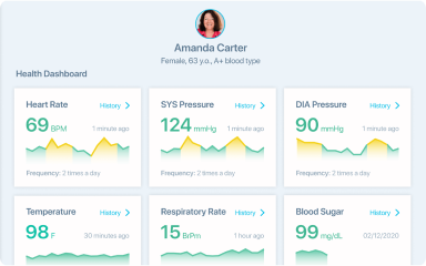 bi dashboard for heath profile of a person