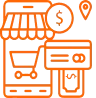 Icon showing e-commerce platforms and digital retail systems
